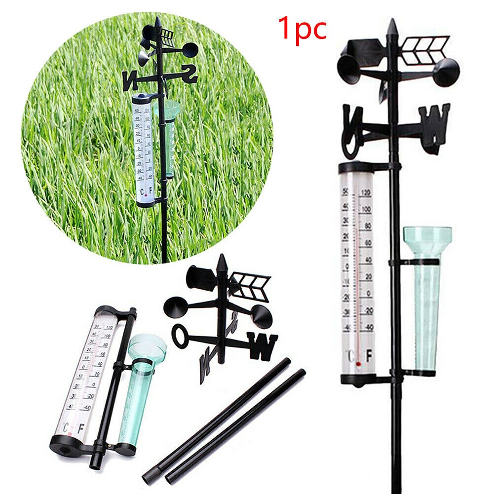 Garden Outdoor Weather Station Meteorological Measurer Vanes Tool Wind Rain Gauge Thermometer _WK