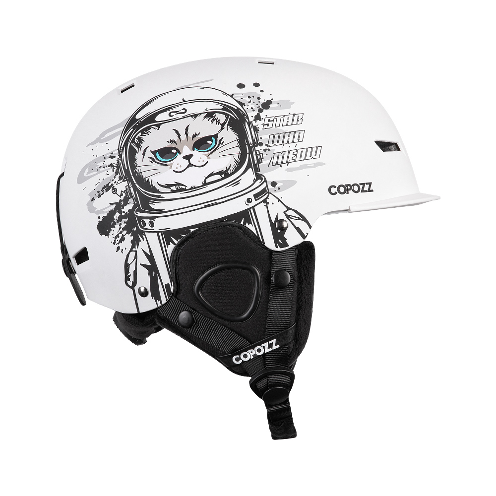 COPOZZ casco de esquí dibujos animados medio cubierto casco de seguridad antiimpacto ciclismo esquí Snowboard casco deportivo para adultos y niños: M / Rosa