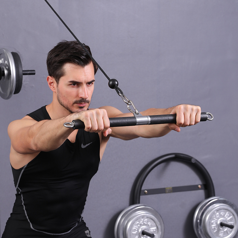 Lat pull down stang gym roterende lige stang to ender med lejering til kabelmaskine fastgørelse modstandsbånd stanghåndtag