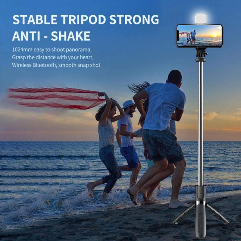 Selfie Stick Tripod L02s Wireless Bluetooth Selfstick Monopod with Fill Light Selfie Stick Tripod Handheld Gimbal