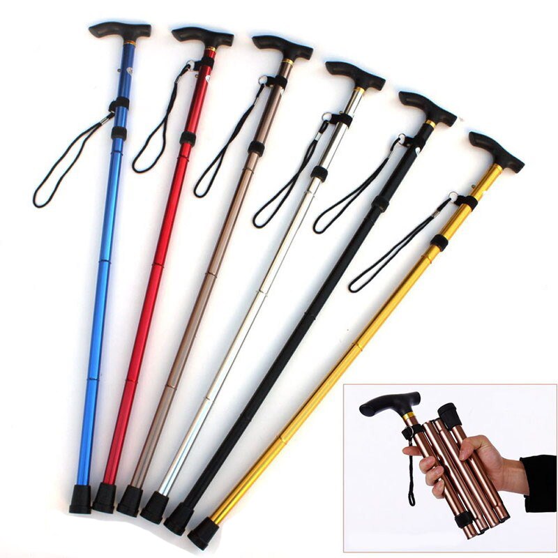2Pcs/lot Folding Walking Stick Hiking Trekking Trail Ultralight Hiking Stick Trekking Poles Walking Cane 1Pair