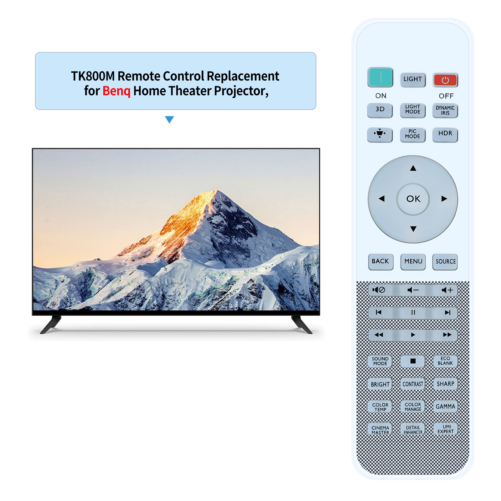 Télécommande de projecteur 5J.JHN06.001 pour projecteurs BenQ TK800 TK800M W1700 W1700S W1700M W1700 W1720 HT2550