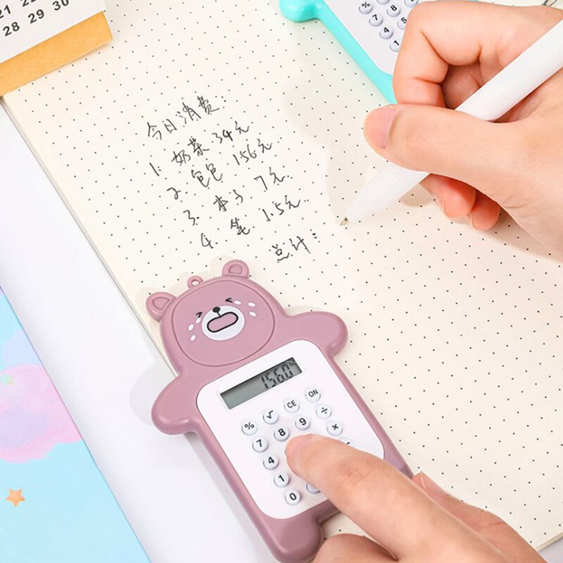 1pc mignon calculatrice de poche pratique taille 8 chiffres affichage à piles bureau Kawaii Animal calculatrice pour enfants fille