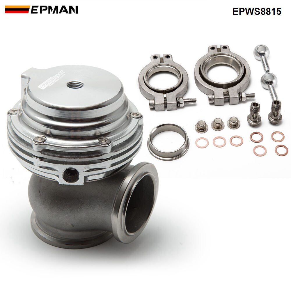 EPMAN MVS 38mm Wastegate Aluminum Top Steel V-band Gold External Waste Gate For Supercharge Turbo Manifold 14PSI EPWS8815: Silver