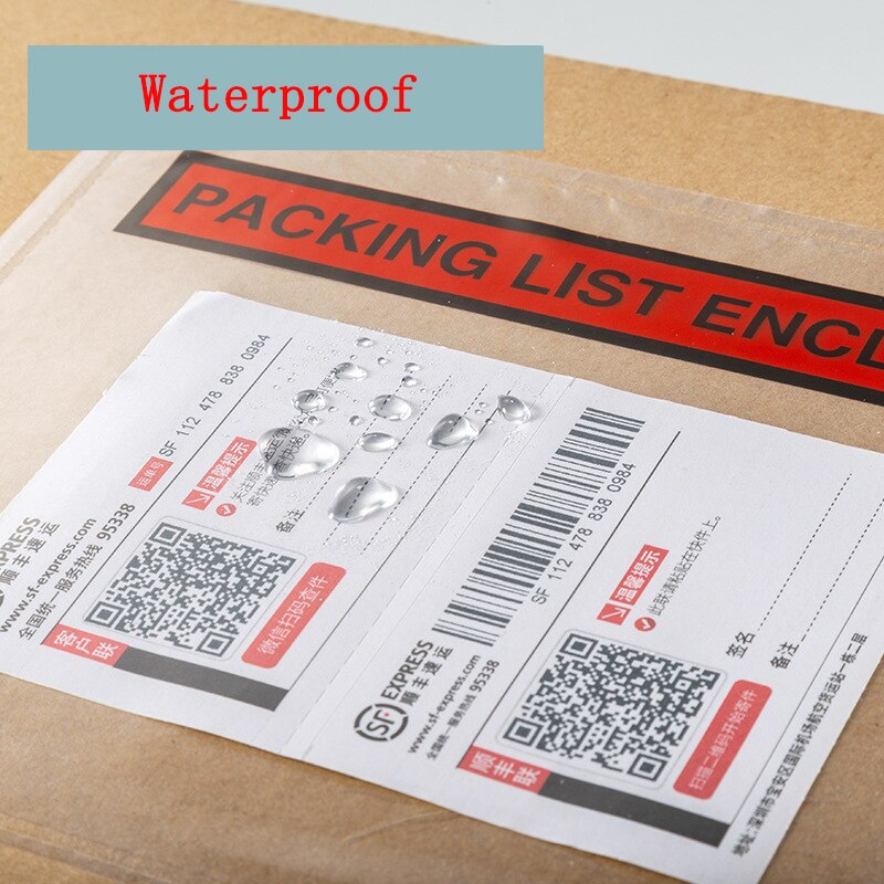 100Pcs 7 Sizes PACKAGING LIST Plastic Bag Invoice Slip Enclosed Packing Envelope Clear Logistics Pouches Waterproof Bag