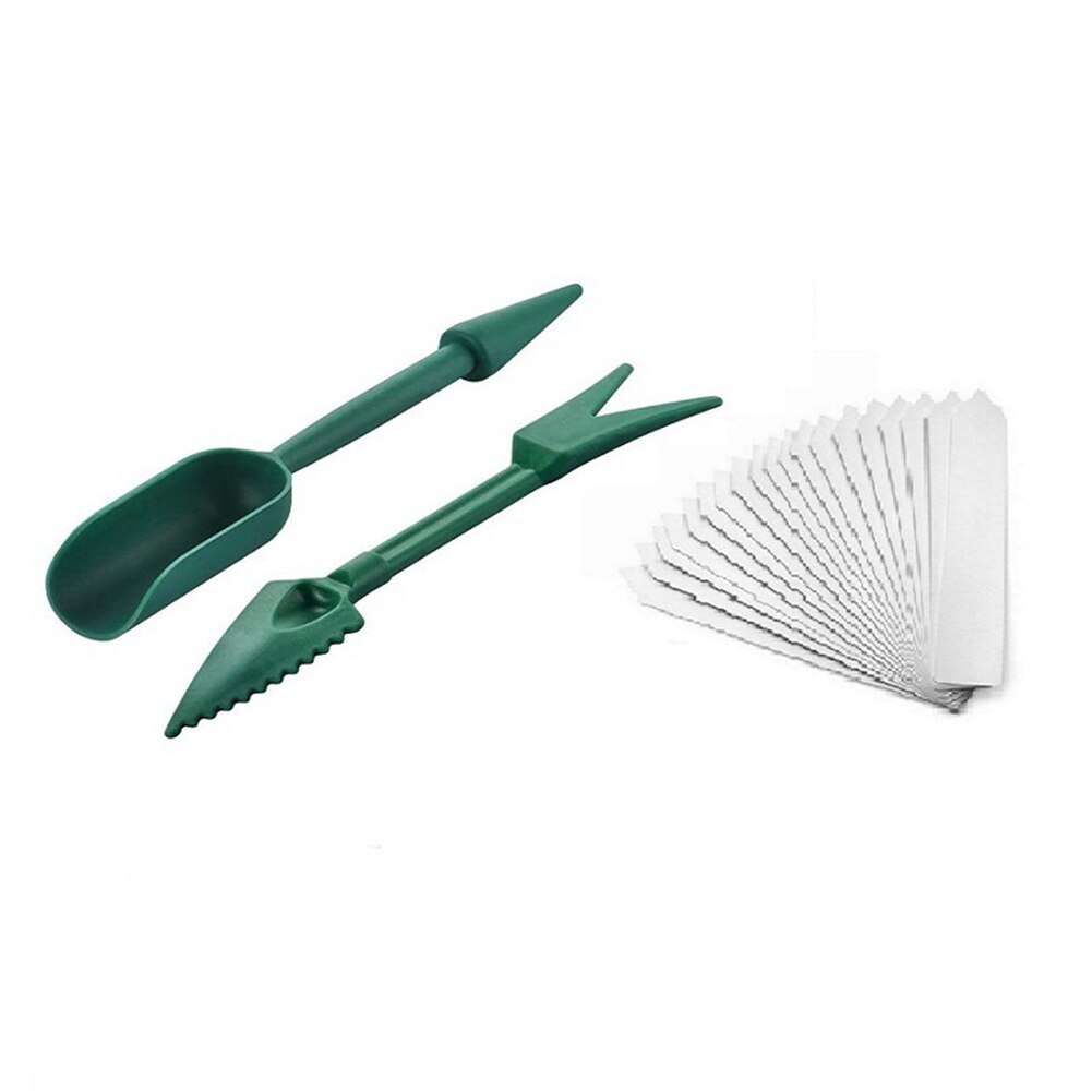 2Pcs Zaaien Vetplanten Transplanteren Zaailingen Teelt Planten Gereedschap Bonsai Meststof Boren Punchers Tuin Planter: 2 Lifter 10 Label