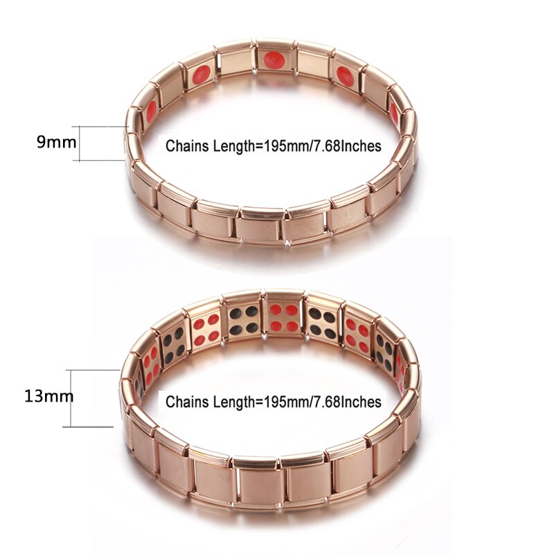 Vrouwen Polsband Rvs Elastische Verstelbare Zwart Rose Goud Kleur Germanium Magnetische Armband Voor Mannen Gezondheid Sieraden