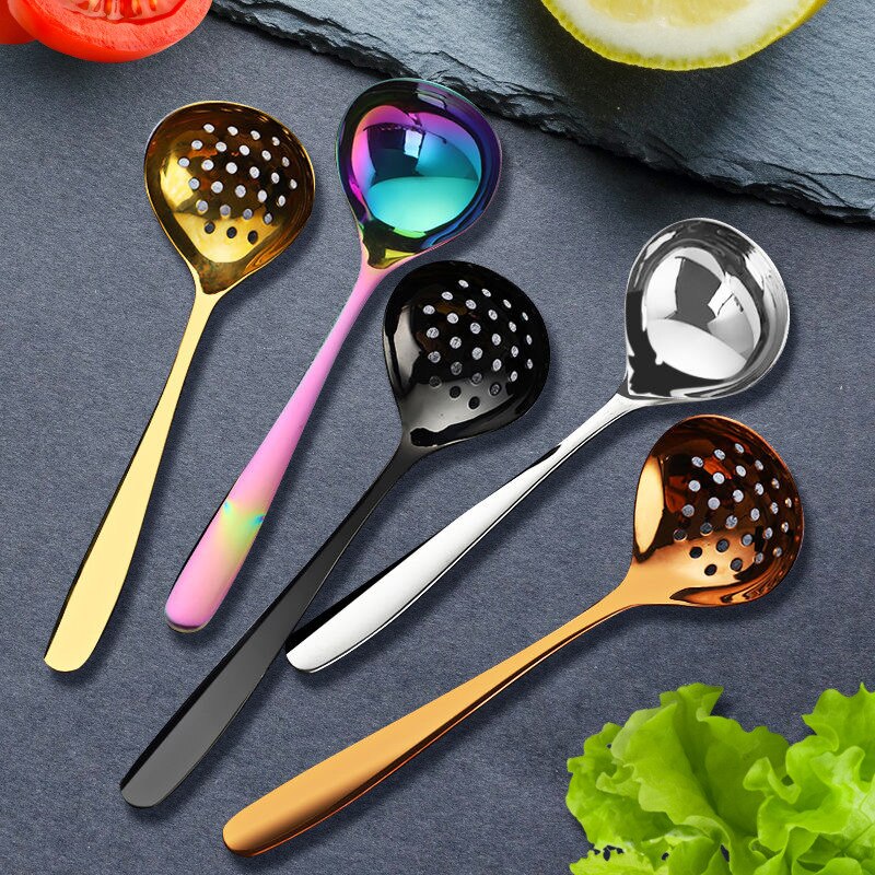 304 Stainless Steel Spoon Soup Ladle Scoop Family Soup Spoon Serving Colander spoons Cooking Spoon Kitchen Accessories Utensil
