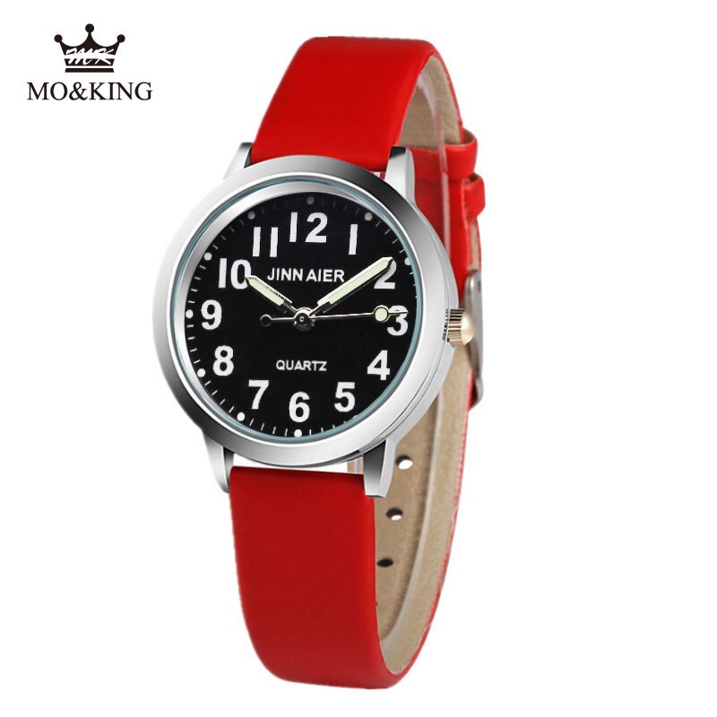 Luxe Unieke Zwart Aantal Kinderen Jongens Meisjes Quartz Horloge Klok Voor Kinderen Armband Synoked Relojes Kid Horloge: Rood