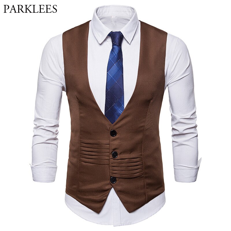 Männer formell Geschäft Kleid Anzug Weste Neue schlank passen Singel gebrüstet ärmellos Weste Männer Gilet Colete Masculino