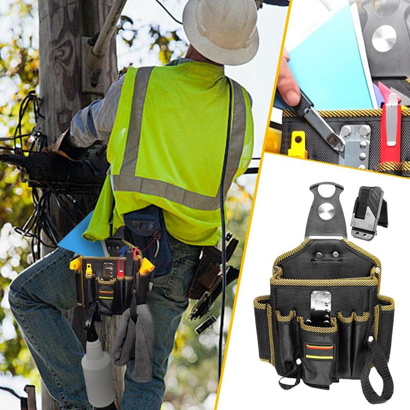 Bolsa de herramientas de cintura para electricista, bolsa organizadora de herramientas para técnico con múltiples bolsillos, funda ligera para cinturón de carpintero de gran capacidad