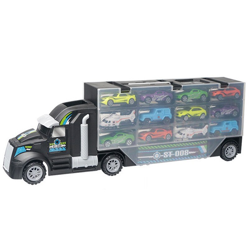 13 Stks/set Vervoer Auto Carrier Truck Jongens Speelgoed (Inclusief Legering 10 Auto 'S En 2 Helikopters) Voor Kid Kinderen: Default Title