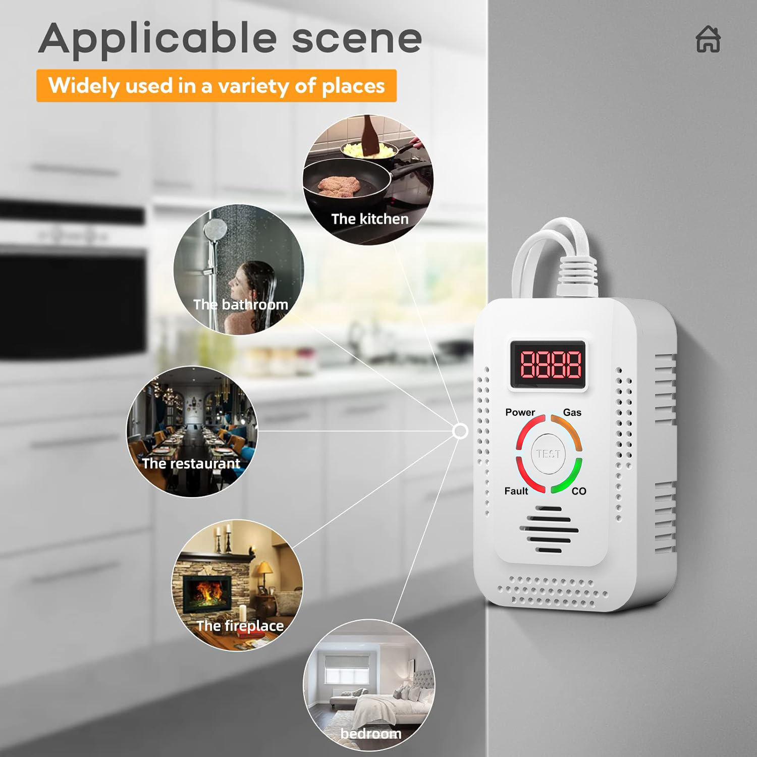 Détecteur de Gaz Naturel et de Monoxyde de Carbone, Détecteur de Fuite de Gaz Combusemballages, Moniteur pour Gaz, Co, Méthane (CH4) dans la Cuisine