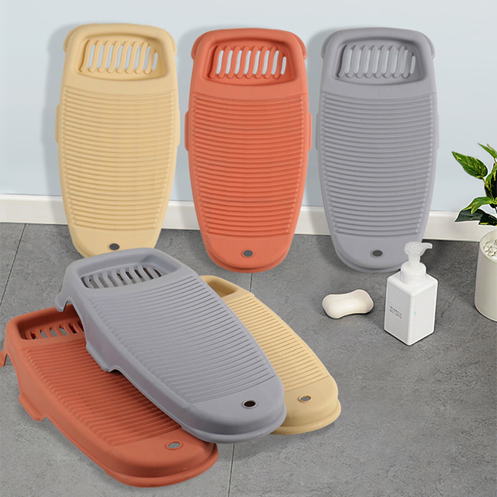 Plastic Washboard Non-Slip Washing Scrubbing Board Lightweight Manual Clothes Washing Tools 4Colors
