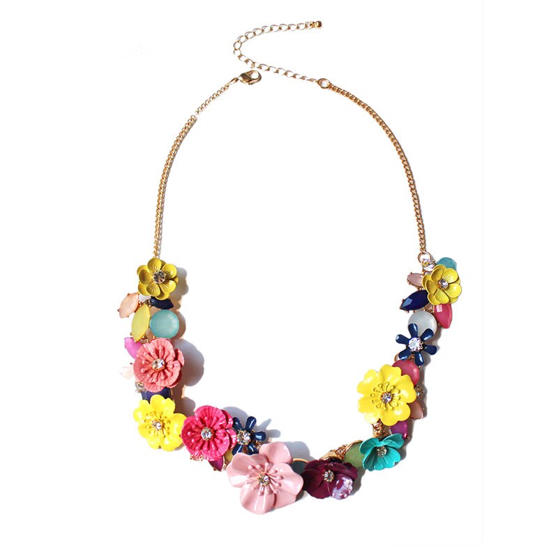 HangZhi-collier de fleurs en métal pour femmes et filles, collier de fleurs en métal, tendance exagération, bijoux, tendance, , tendance,: Default Title