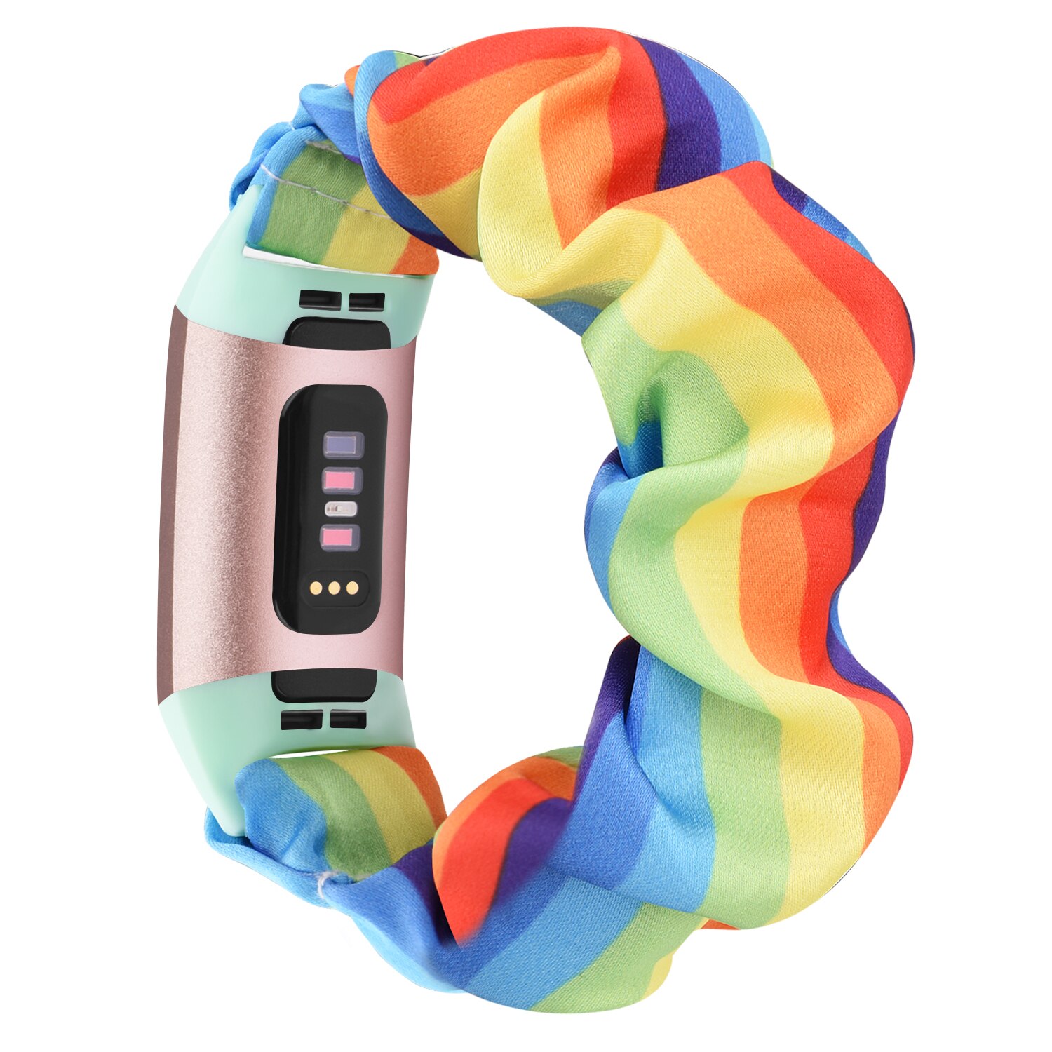 Nuovo cinturino elastico Scrunchie per Fitbit Charge 4 cinturino in tessuto a 3 cinturini cinturino per cinturino Fitbit Charge 3 4: Colorful / Size S