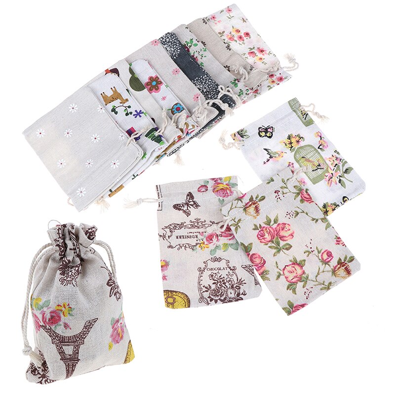 5 Stks/partij Mini Jute Trekkoord Jute Zakken Party Christmas Sieraden Zakjes Verpakking Zak Trekkoord Tassen Bags