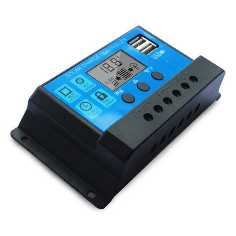 30A Solar Charge Controller With 5V Dual USB Ports Display Adjustable Parameters LCD Display And Timer Set On/Off Time