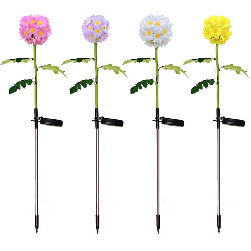 A0KE Solar LED Light for Courtyard Landscape Outdoor Simulation Daisy Lamp Garden Yard Patio Ornament Waterproof Rust Proof
