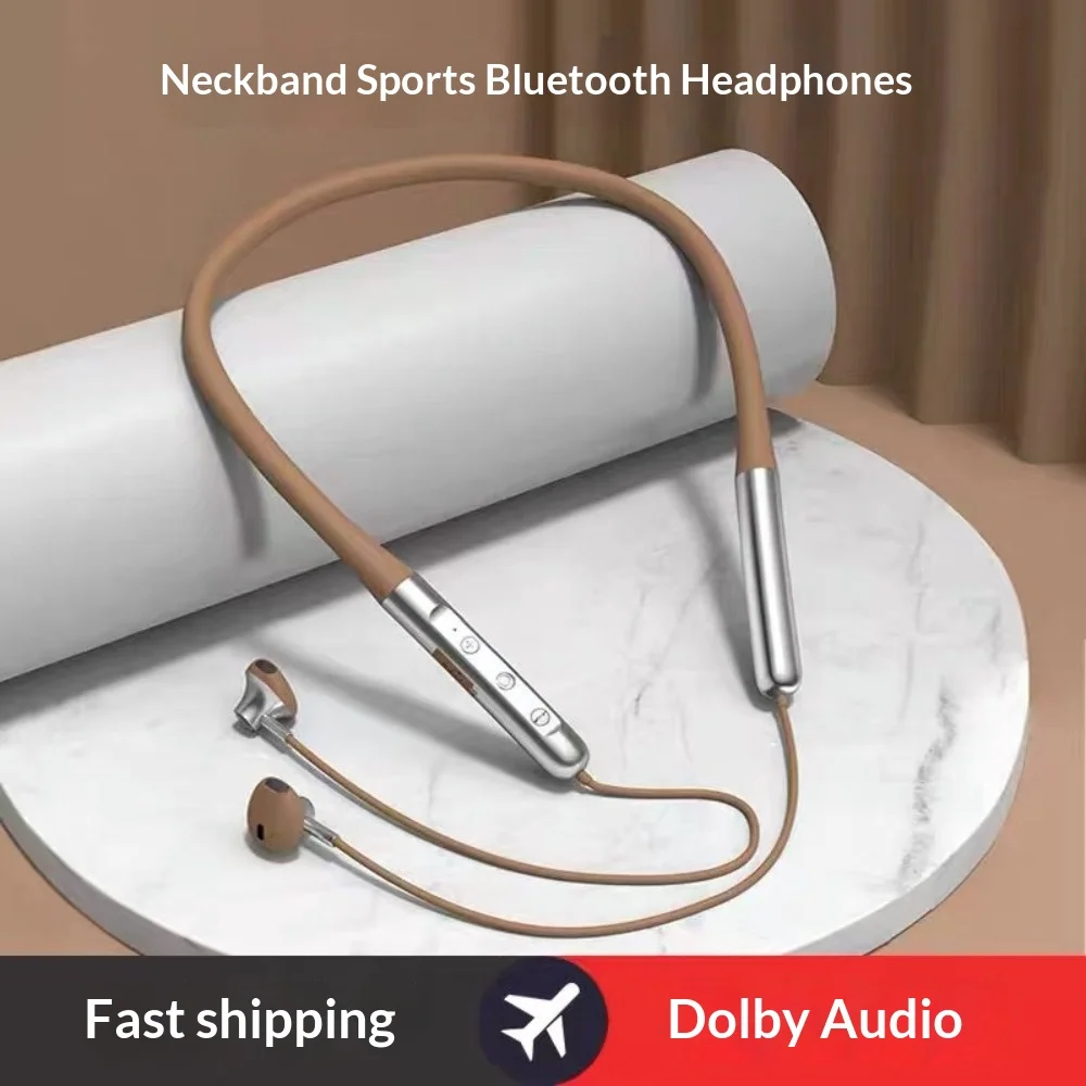 Neck-hung Bluetooth Headphones Wireless Earphones High Sound Noise Cancellation Ultra-Long Battery Life Sports Running E