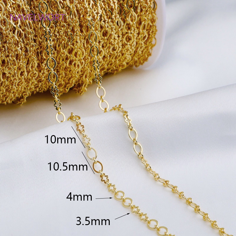 bulkkettingen voor het maken van sieraden, 14K verguld messing metalen losse kettingen DIY handgemaakte sieraden maken van benodigdheden: Oranje