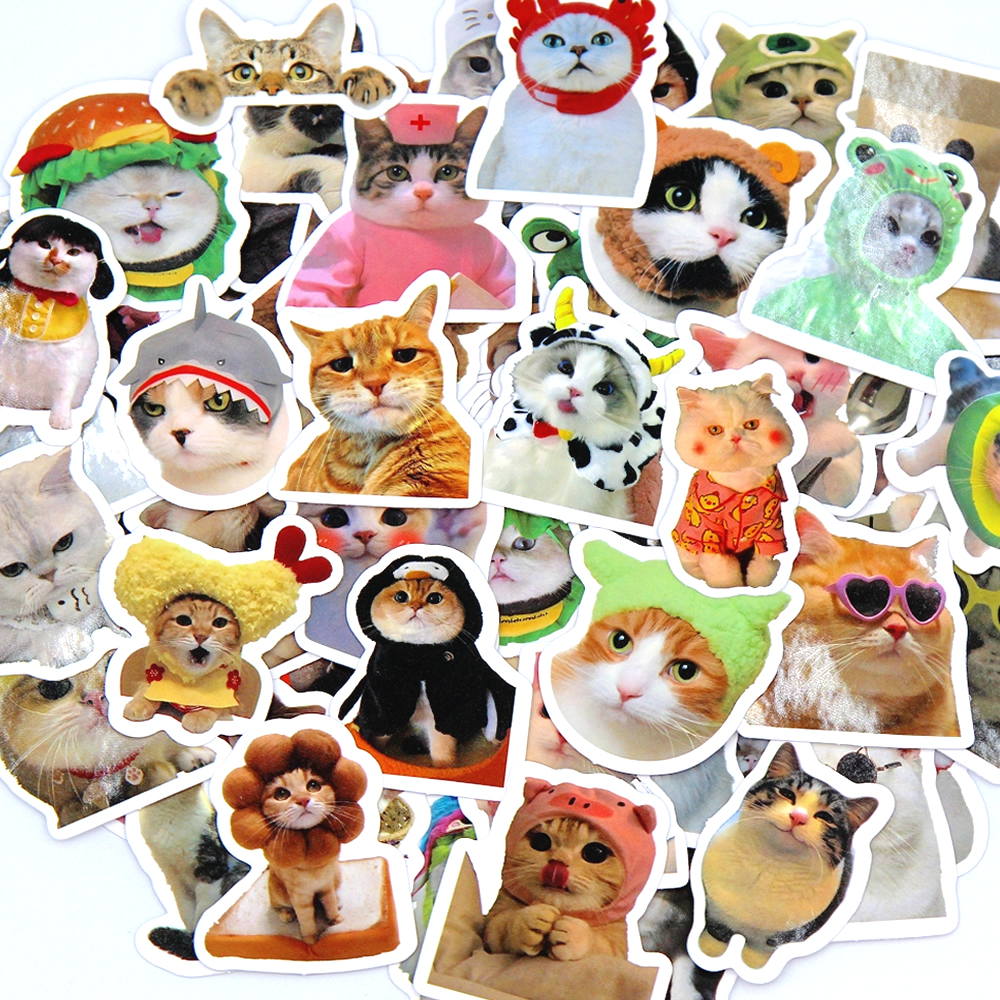 10/50/100pcs Funny Cute Cat Stickers Cat DIY Stickers Scrapbooking Phone Laptops Luggage Skateboard Decorative Waterproof Decals