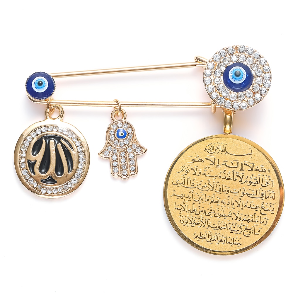 Moslim Islam Allah Turkse Boze Oog Hamsa Hand Van Fatima Sjaal Hijab Broche Baby Pin