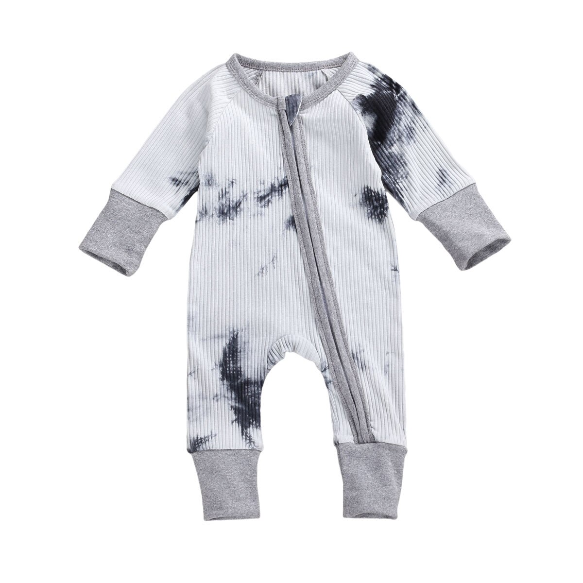 Tie Dye 0-24M Bebê Romper Manga Longa Com Zíper Kintting Suave Terno Macacão Para Bebê Menino Menina Outono roupas: D / 24 m