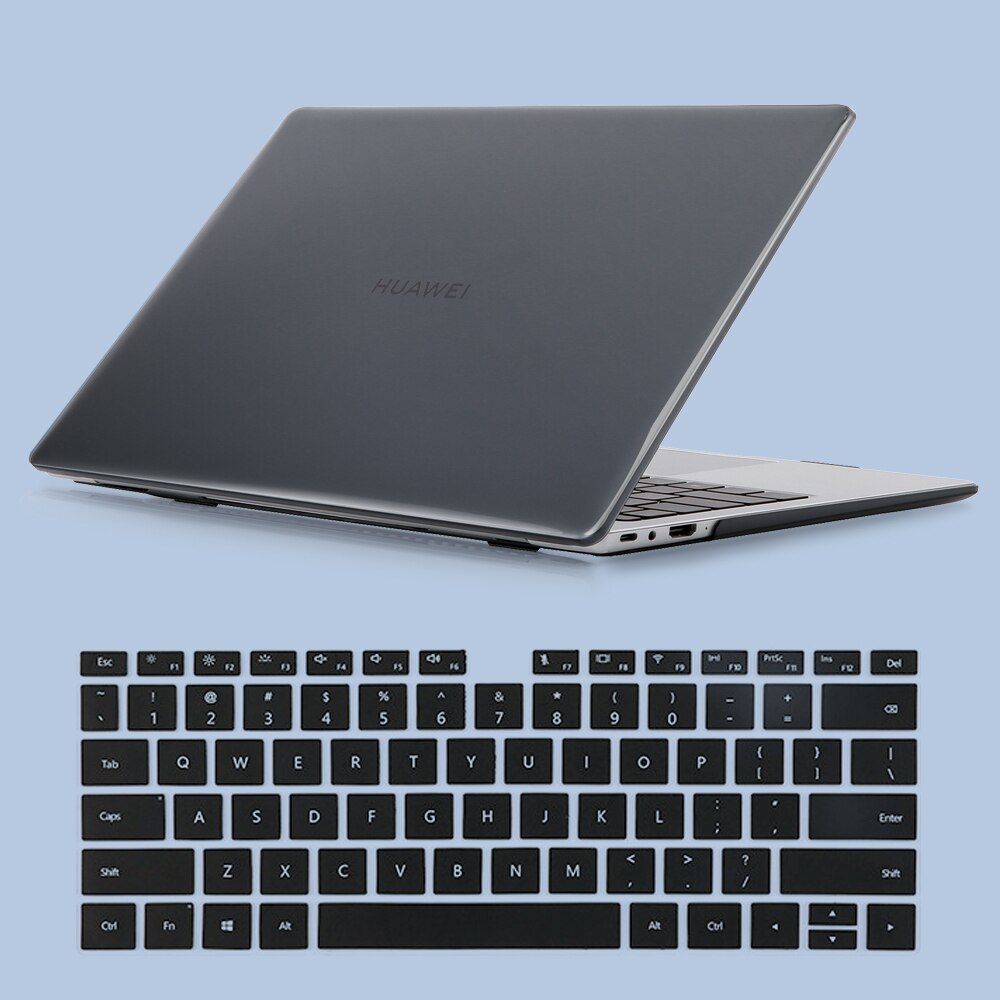 NORTHJO ochronna kryształ twarda skorupa Case i klawiatura pokrywa dla HUAWEI MateBook 13 14 D14 D15 X Pro 2019 2020: Crystal Black / MateBook D14