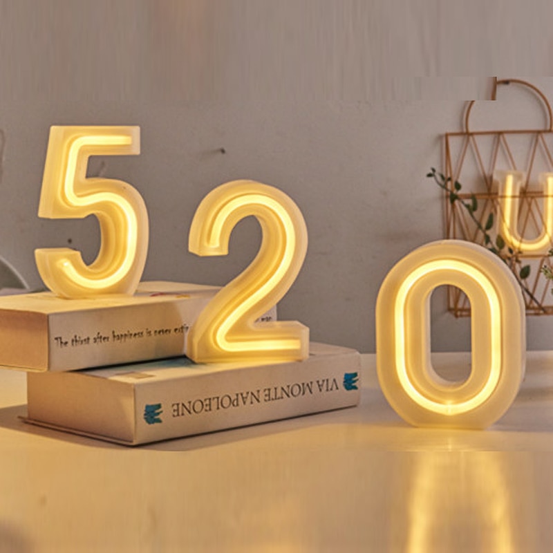 Flex Led Custom Neon Signs Number 0-9 Letter Signage Indoor Warm Light Display Light Up Signs Commercial Christmas Decorations