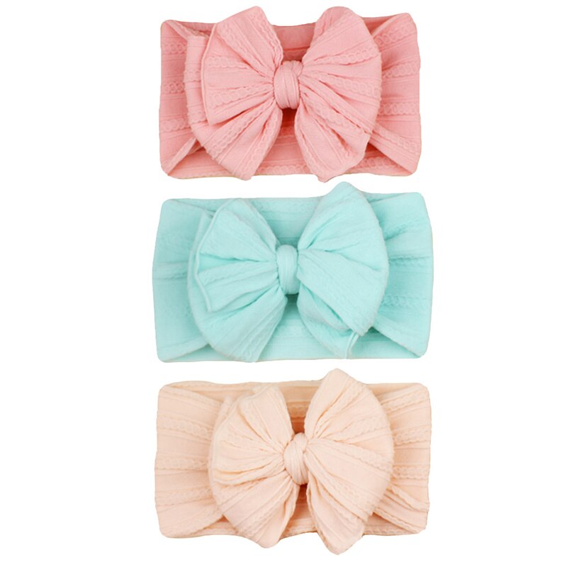 3 pz/set carino Bowknot neonate fascia Candy colore elastico infantile fascia per capelli turbante accessori per capelli per bambini copricapo