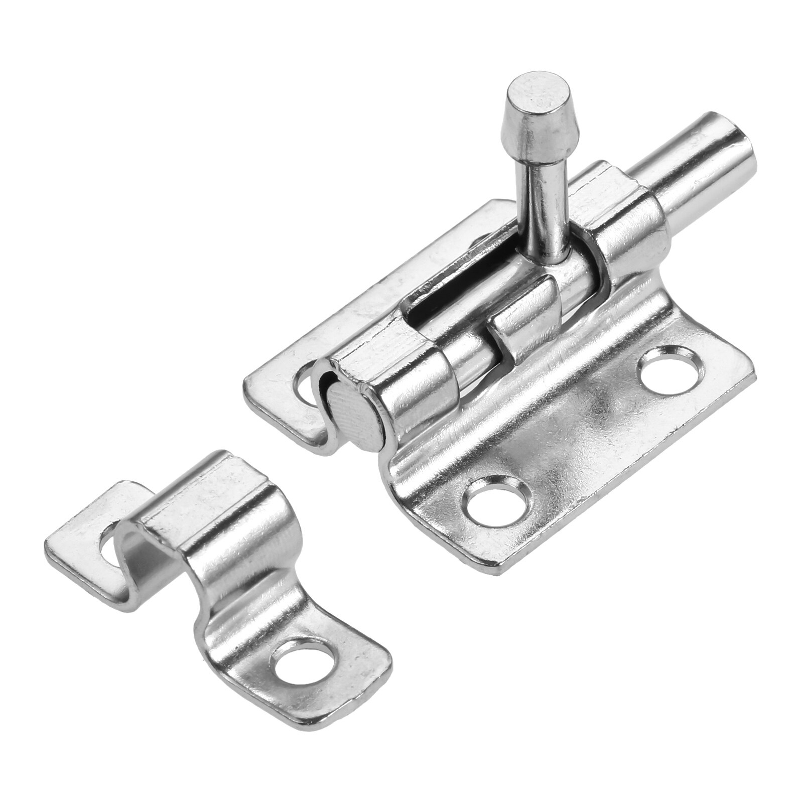 1PC Solid Sliding Bolt Latch Hasp Staple Gate Safety Lock Silver Metal Door Bolts Latch Door Hardware with Screws 41*30mm