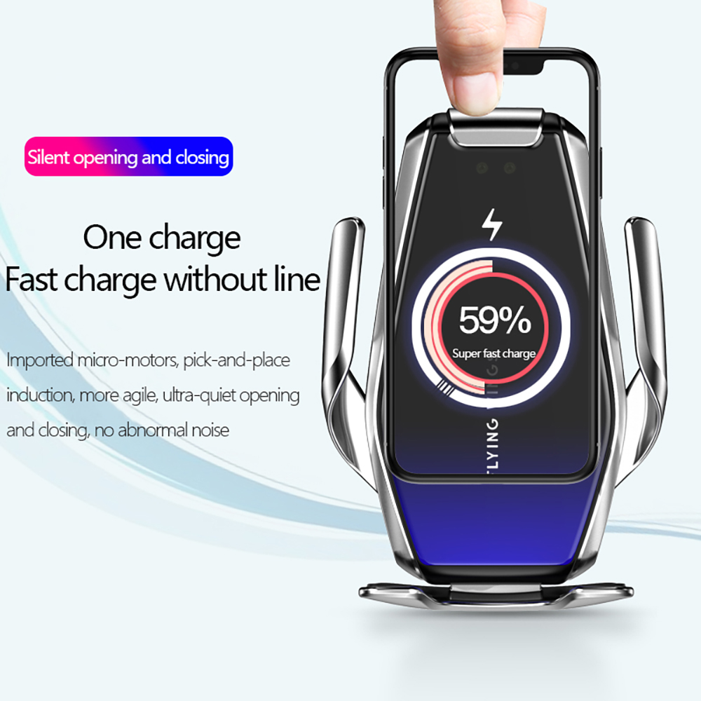 15W Automatic Clamping Qi Wireless Car Charger For iPhone 13 12 11 XS XR X 8 Samsung S20 S10 Sensor Fast Charging Phone Holder