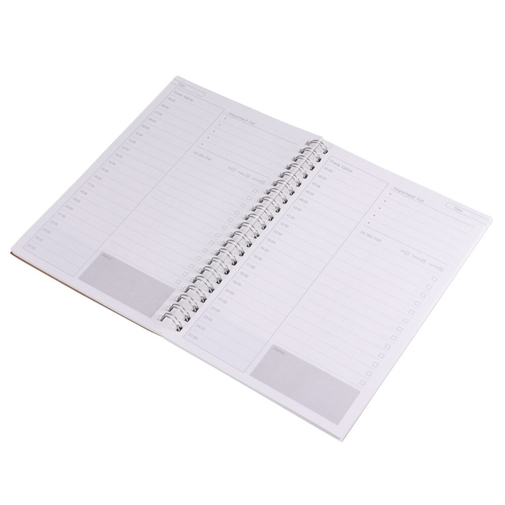 2pcs Student Daily Planner Efficiency Agenda Schedule Notebooks Diary Stationery (Leather)