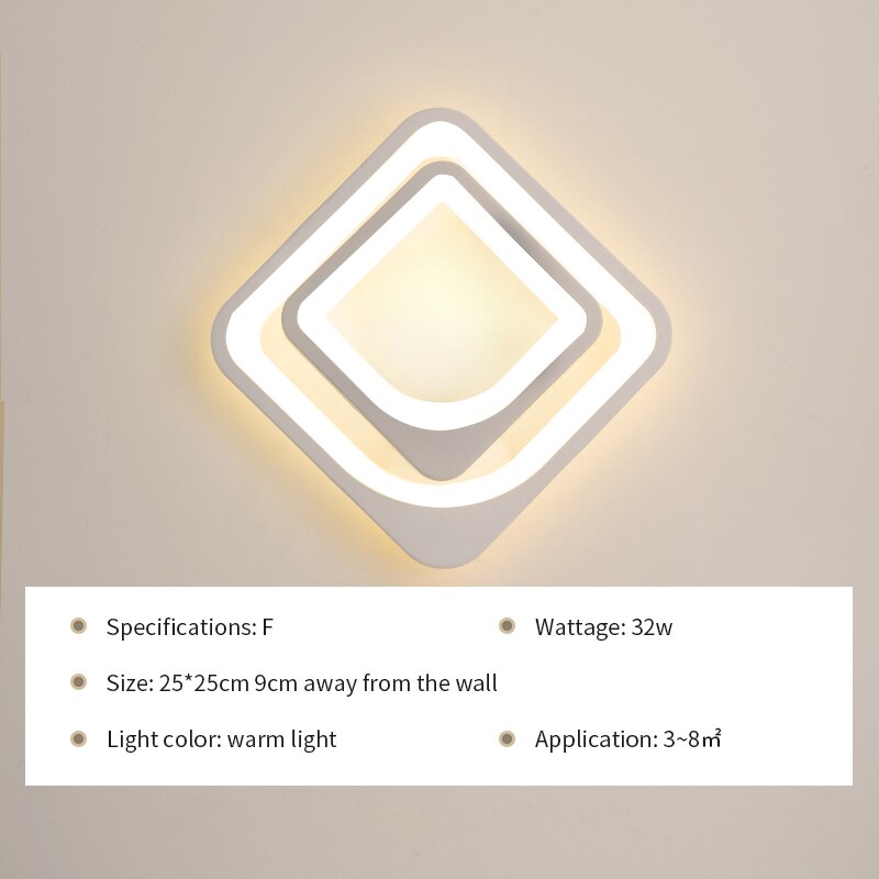 ledet vegglampe moderne stue soverom nattbord hvit ledet lampett sirkel gevir plommeblomst midtgang korridor vegglampe: type f / Kul hvit