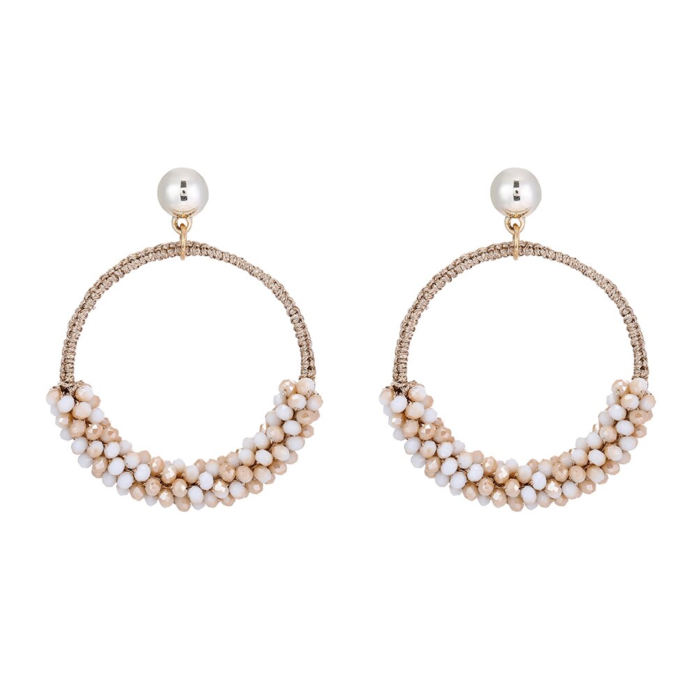 Inkdew Grote Ronde Sieraden Oorbellen Voor Vrouwen Kraal Handgemaakte Crystal Oorbel Grote Oorbellen Lange Oorbellen Bohemen Boho