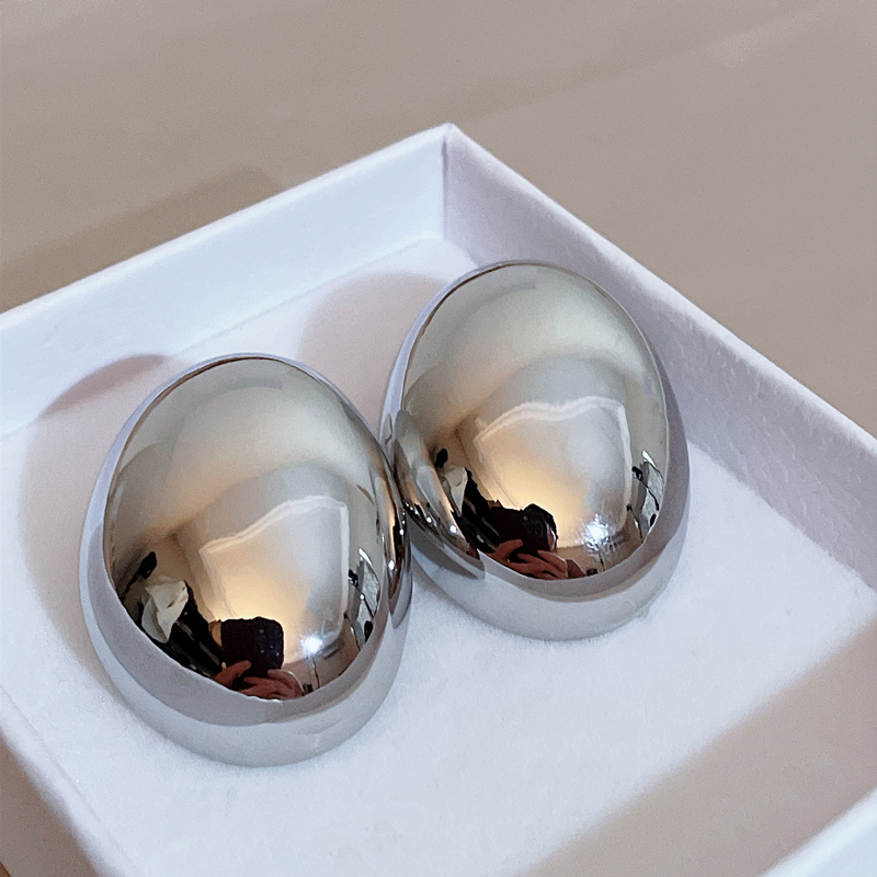 Pendientes redondos irregulares exagerados de Metal para mujer, aretes ovalados grandes y lisos geométricos, de joyería de de estilo Punk: Bañado en rodio de imitación