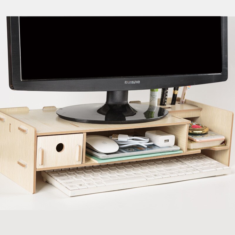 Display Computer Scherm Basis Verhogen Rack Creatieve Desktop Plaat Afwerking Opbergrek Tafel Smalle Computer Bureau: oak
