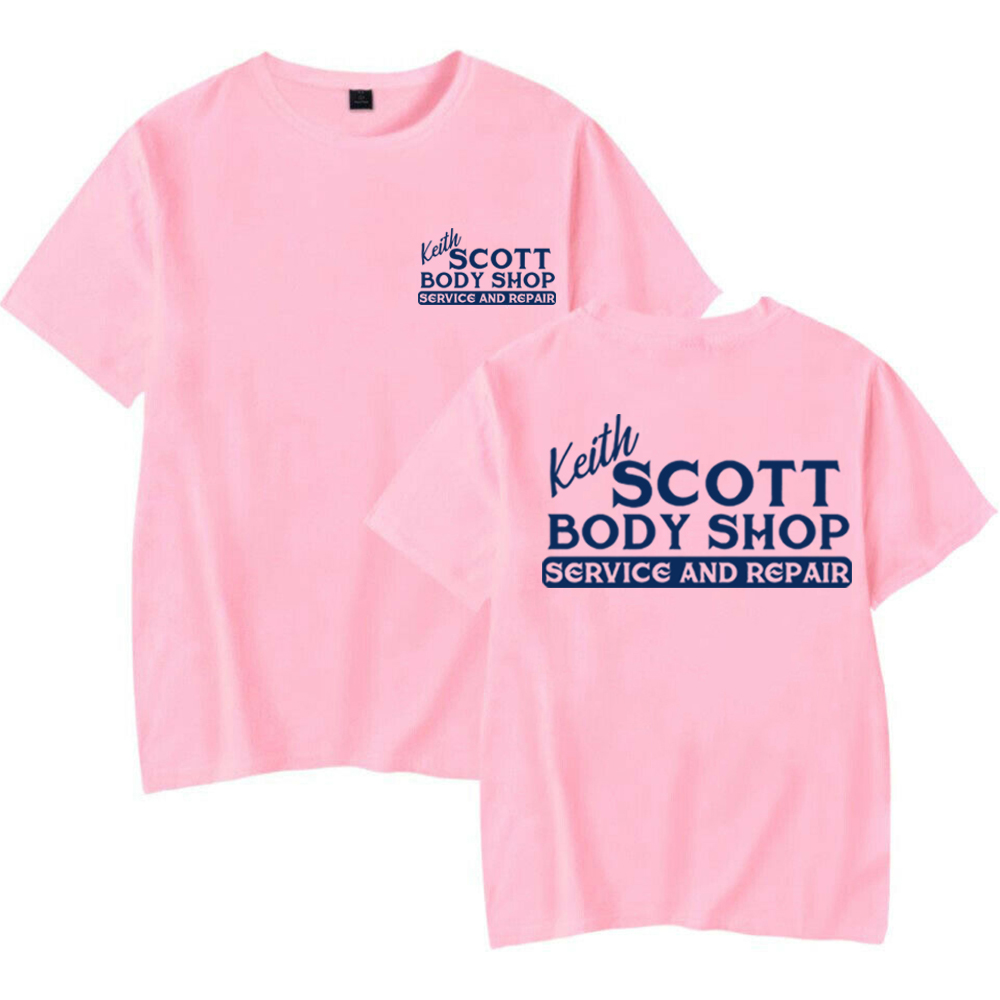 Keith Scott Body Shop T-shirt Tv Showe One Tree Hill Shirt Ravens Basketball Tee Retro 2 Side Print OTH Lucas Nathan Scott Tops: XXXL / Pink
