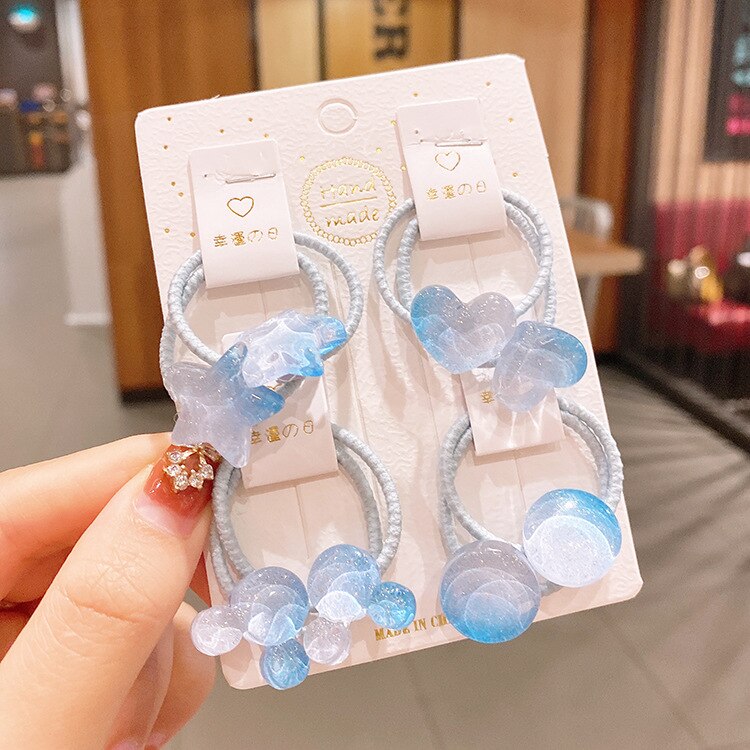 Children Hair Band Transparent Jelly Color Love Five-pointed Star Hair Band Girls for Tying Hair Hairband Headband Baby Hair Acc: Sky Blue