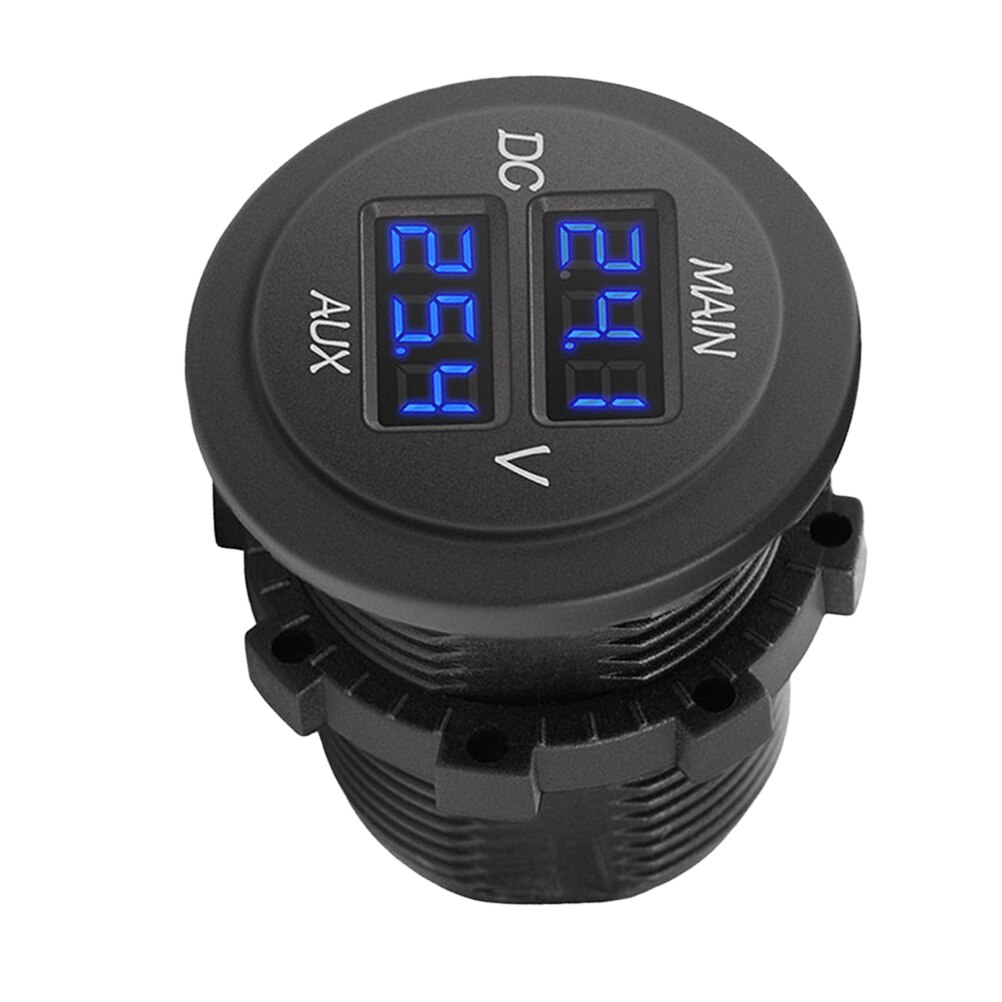 Voltímetro LED Digital principal AUX de 12V y 24V, pantalla Dual, indicador de voltaje, Panel de Monitor de batería para coche, barco y motocicleta