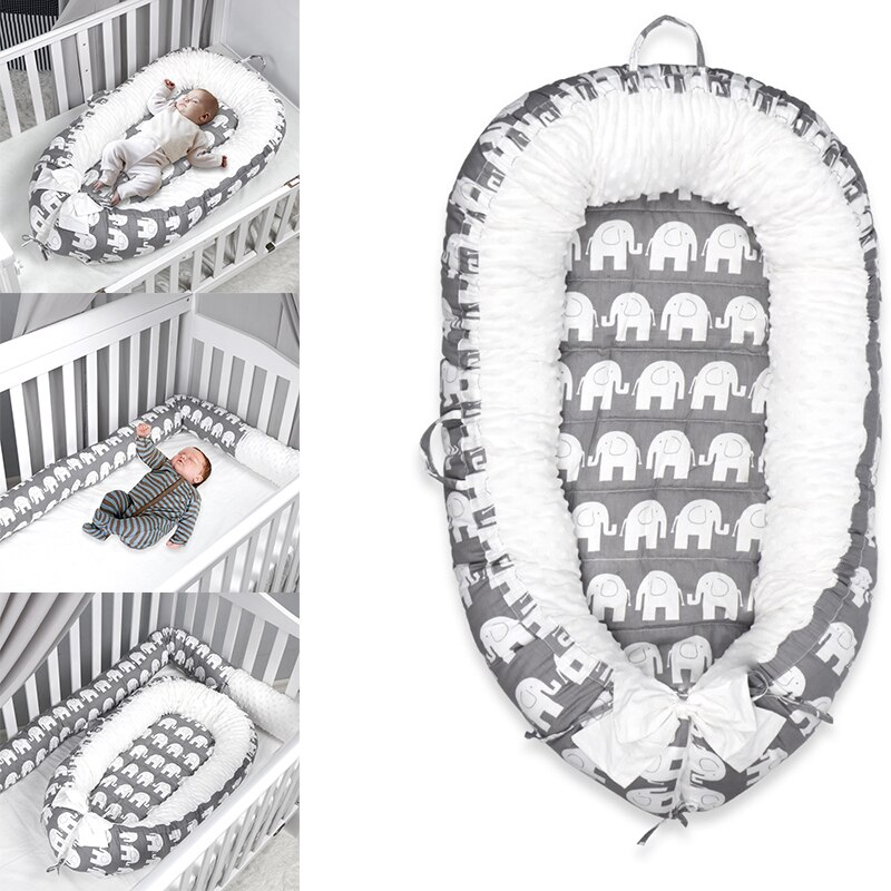 Baby reden seng med pude bærbar krybbe rejseseng spædbarn lille barn bomuld vugge med håndtag til nyfødt baby seng bassinet kofanger
