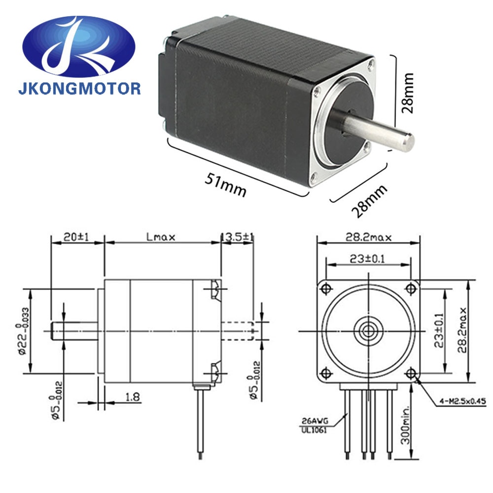 Nema 11 Stepper Motor 51mm 0.67A 1.8 deg 12Ncm(17oz.in) 4-lead Nema 11 Step Motor for DIY CNC XYZ 3D Printer