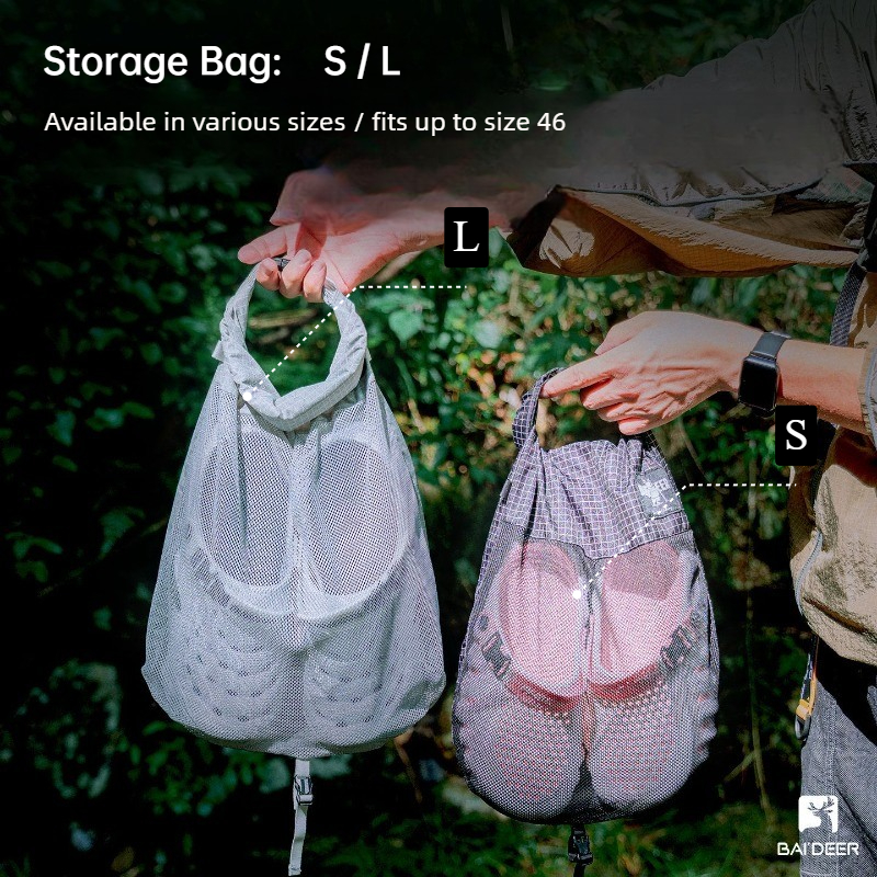 Upgrade Storage Bag Outdoor Hiking Portable Kangaroo Pouch Lightweight Shoe Bag for Travel Mountaineering with 2pcs Buckle