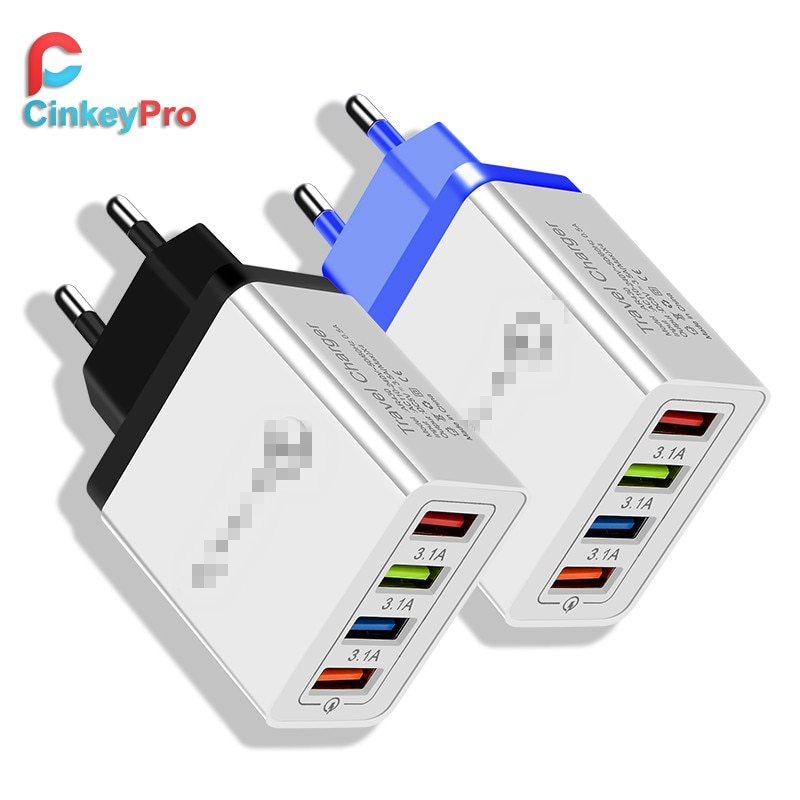 Cargador USB de 4 puertos para teléfono móvil Samsung, iPhone, Huawei, 5V/3,5a, adaptador Universal de carga rápida CinkeyPro