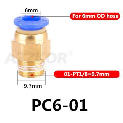 5 kpl pc pneumaattinen letkuliitin ilmakompressorin osat suora työntöpaineilmaliitin 1/2 " 1/4 " 3/8 " 1/8 " m5 uros -4 6 8 10 12: Pc6-01