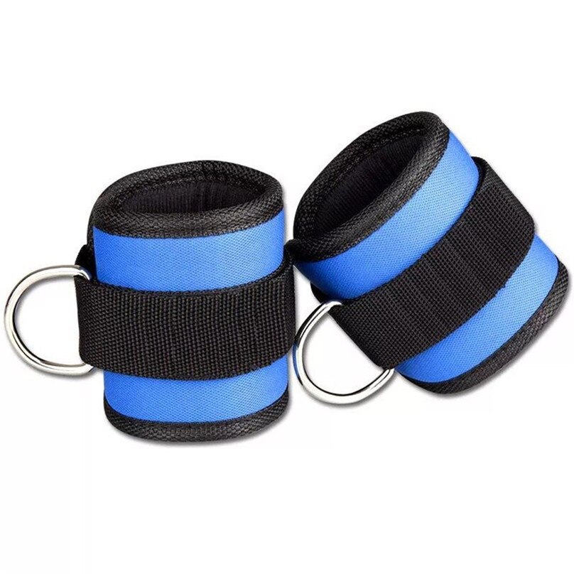 1 uds/2 uds Fitness ajustable D-anillo tobillo Pie de apoyo de tobillo Protector gimnasio pierna polea con hebilla deportes Protector para pies: 2pcs Blue