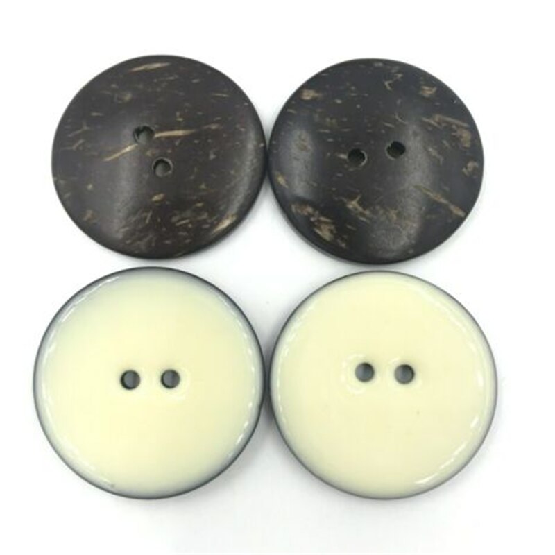 Bricolage 5 pièces coquille de noix de coco émail boutons outils de couture vêtements accessoires artisanat décoratif taille 40mm trou taille 4mm: Beige-5pcs