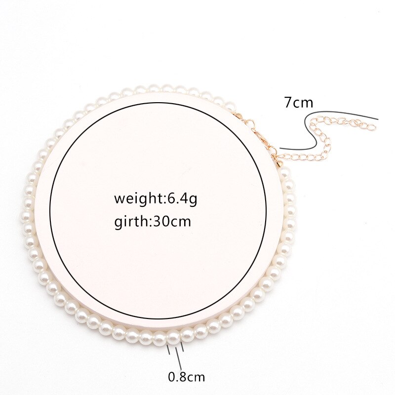 Gargantilla de perla blanca de imitación para mujer, joyería para de novia, collar de boda, abalorio,: 0.8cm
