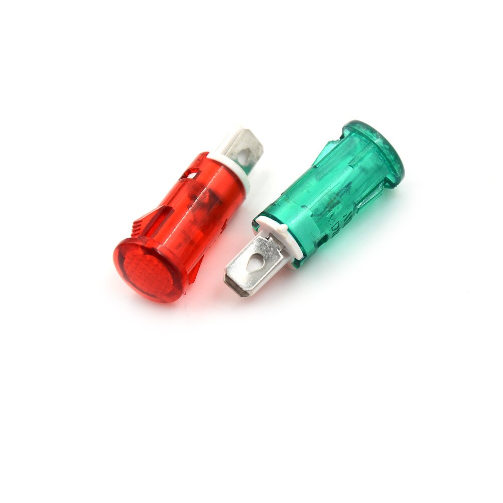 10 stk signalindikatorlampe panelmontering neonrød grønt gule lys 220v 110v 12v/24 vdc 10mm mdx -11a pilotstyring